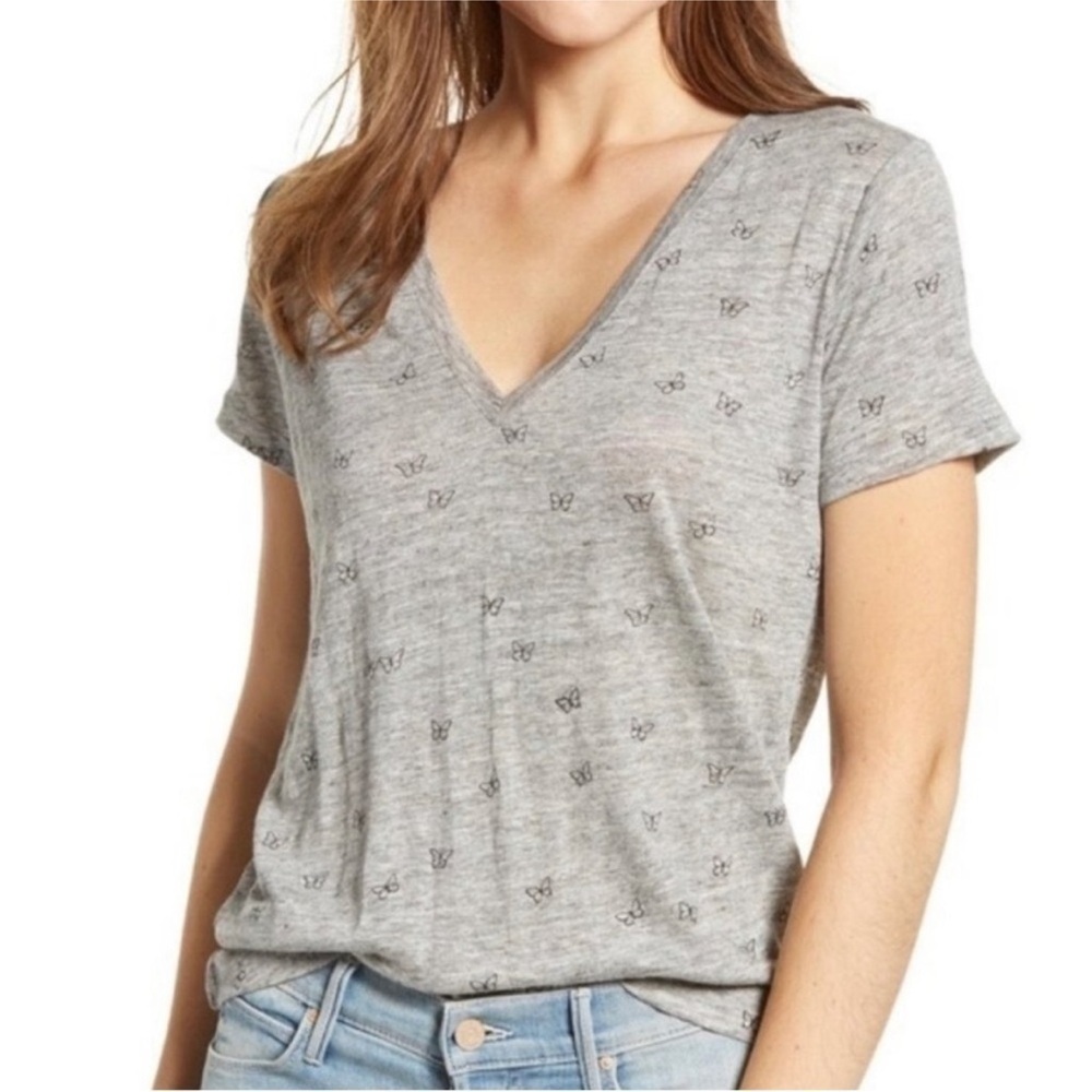 Rails Cara Tee Butterflies in Heather Grey size Large